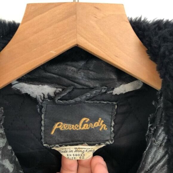 Destroyed Vintage 80s Pierre Cardin Men's Size 42 Leather Bomber Jacket Grunge - Picture 6 of 16